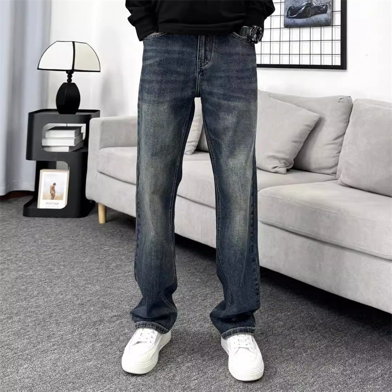 高端宽松直筒牛仔裤男士春秋季2025新款百搭男裤微弹休闲裤子男款