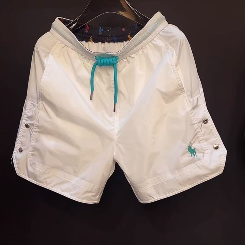 高端白色刺绣休闲短裤男士2026新款夏季速干直筒沙滩五分裤子男款