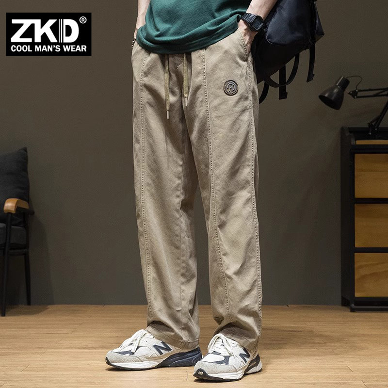 卡其色休闲裤男士2026春秋新款宽松直筒大码工装裤子男款秋冬长裤