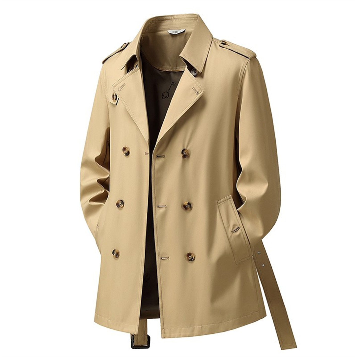 高端卡其色中长款大衣男士2025新款秋冬季双排扣加厚风衣外套男款