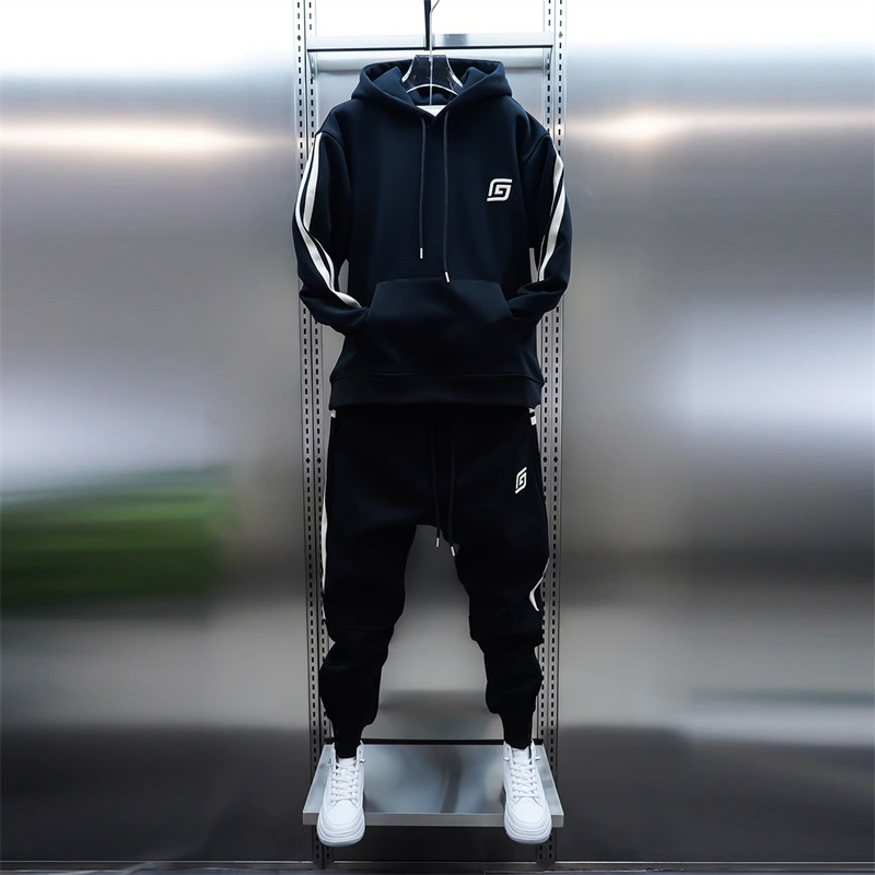 高端卫衣运动休闲套装男士秋冬季2025年新款卫裤连帽上衣加绒男装