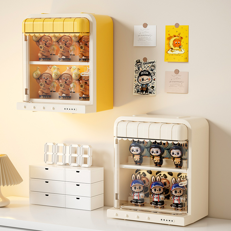 便利店手办收纳盒盲盒展示架壁挂墙柜透明防尘泡泡玛特摆件星星人