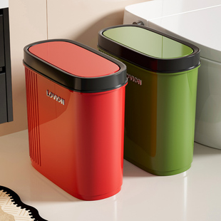 卫生间垃圾桶家用厕所带盖夹缝窄大号容量专高颜值洗手间带滑轮子