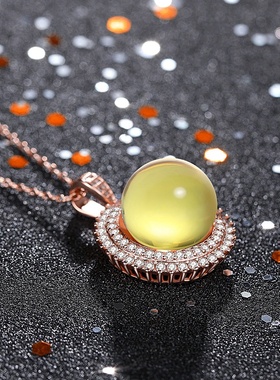 2021秋冬季国潮新品配饰镀玫瑰金镶嵌二代蓝珀琥珀雪花挂坠项链女