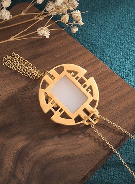 网红直播供货中国风古法旗袍配饰珐琅彩绘和田玉复古流苏项链女