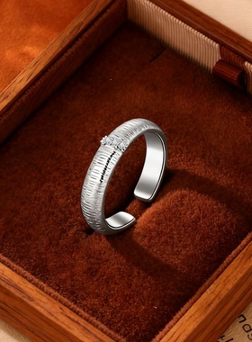 复古拉丝缠绕扭纹蕾丝戒指女小众时尚感轻奢镀s925纯银戒指