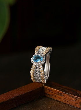 跨境热销意大利织纹雕金蕾丝花边双色金镶钻祖母绿彩宝布拉提戒指