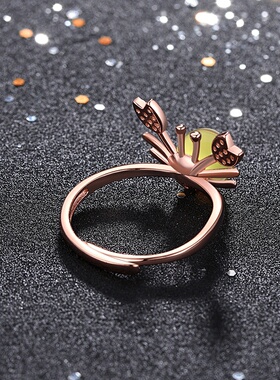 网红带货直播货源玫瑰金多米加二代净水无杂质蓝珀小螃蟹戒指指环