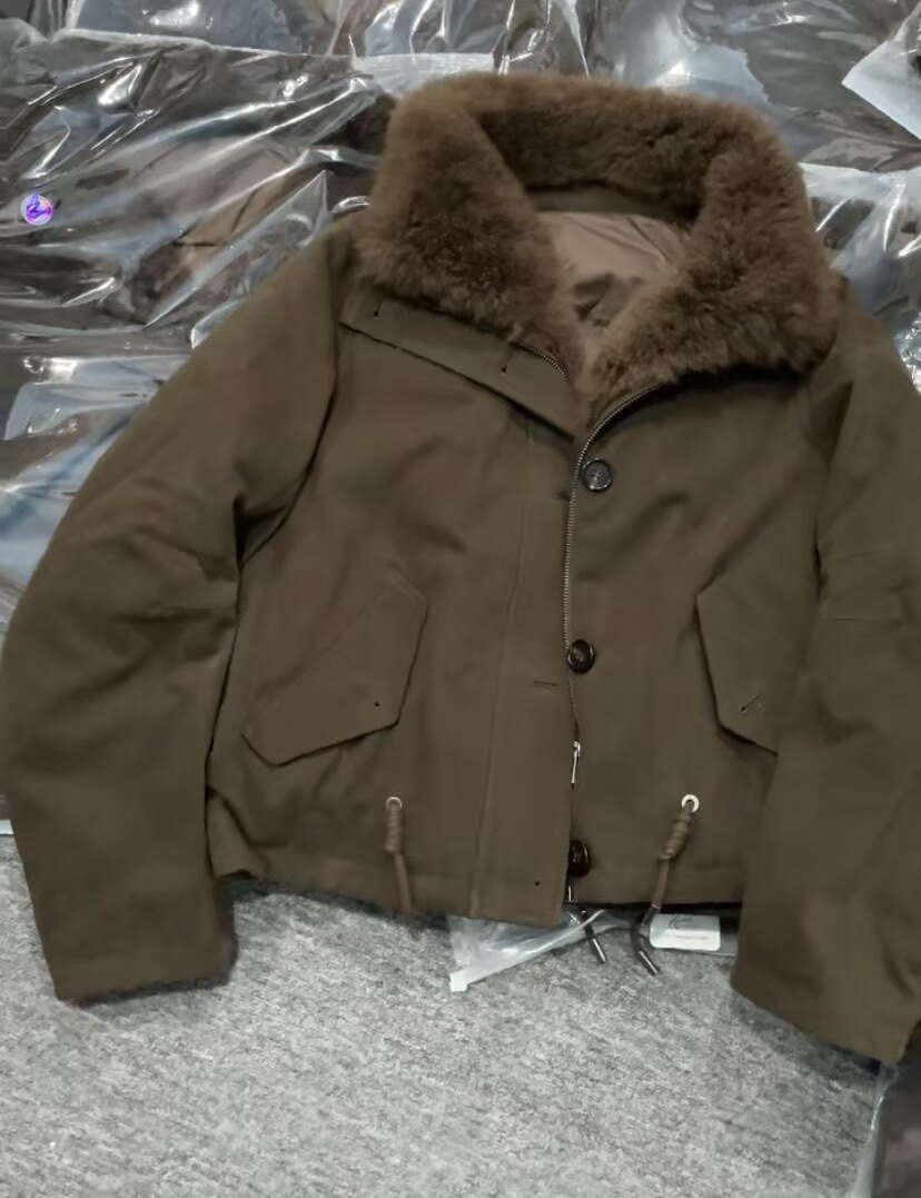 私信询价 秋冬设计师款皮毛一体羽绒棉衣短款长款外套皮裤1226