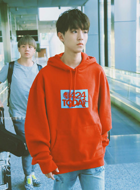 王俊凯生日同款紫色卫衣 OFF紫色地球帽衫OW外套王俊凯同款卫衣