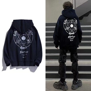 街潮春季 韩版 连帽卫衣印花衣魔法阵嘻哈ins宽松情侣百搭潮流外套