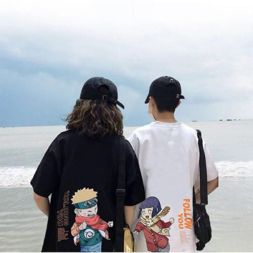 卡通动漫小众设计感情侣装夏装