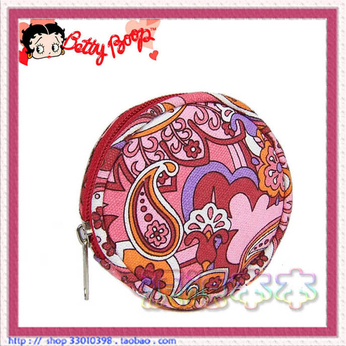皇冠特价外单正品 Betty Boop/贝蒂 红色花朵帆布硬币包/零钱包