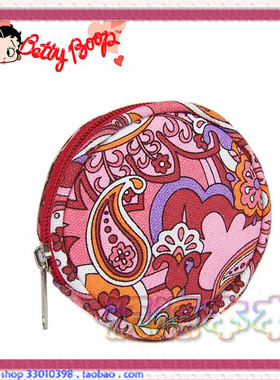 皇冠特价外单正品 Betty Boop/贝蒂 红色花朵帆布硬币包/零钱包