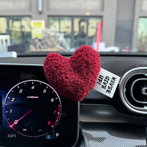 汽车毛绒爱心摆件屏幕后视镜装饰