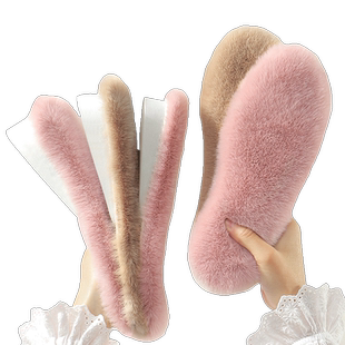 2024冬季仿兔毛保暖增高鞋垫棉加厚加绒男女马丁靴内增高垫不累脚