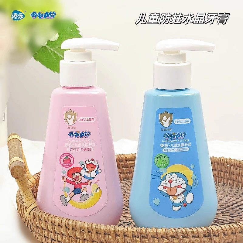 哆啦A梦添乐儿童宝宝牙膏按压式护龈防蛀3-12岁换牙期水果味牙膏,婴童洗护,牙膏,淘宝优惠券,粉丝福利购,淘宝优惠卷