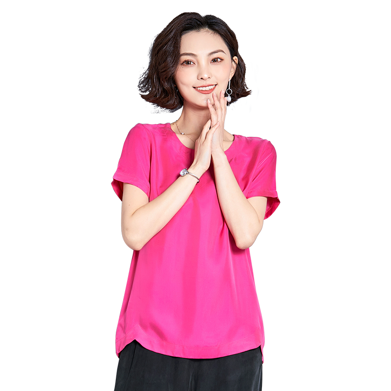 夏装新款宽松短款重磅真铜氨丝上衣大码打底衫短袖t恤妈妈装