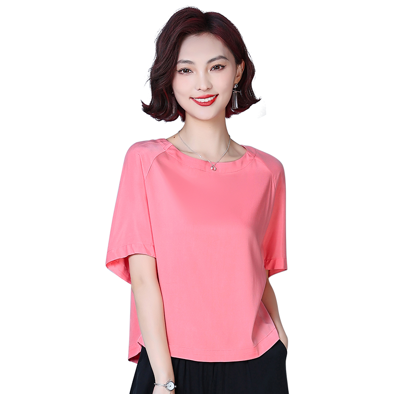 弹力重磅铜氨丝T恤上衣女