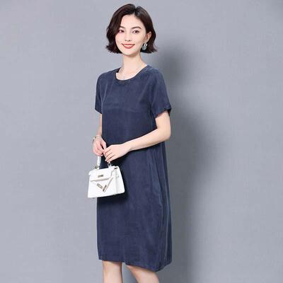 重磅铜氨丝梨型妈奶连衣裙中长裙