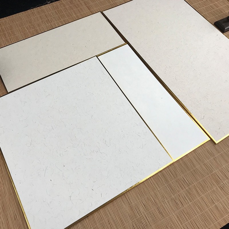 宣纸尺素仿古楮皮麻宣卡纸书法国画山水小写意白色半生熟硬卡镜片