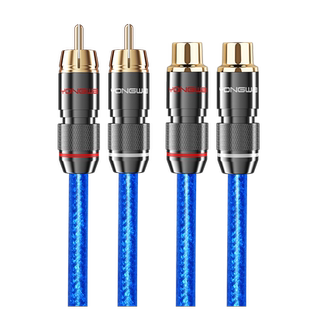 甬威 双莲花RCA公对母延长音频线梅花2对2功放音响对接转换连接线