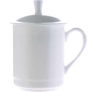 景德镇老干部办公室釉下彩茶杯会议杯骨瓷陶瓷杯单个带把手带盖