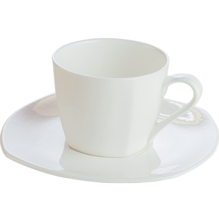 景德镇纯白骨瓷方形挂耳咖啡杯碟陶瓷英式下午茶杯套装高档商用