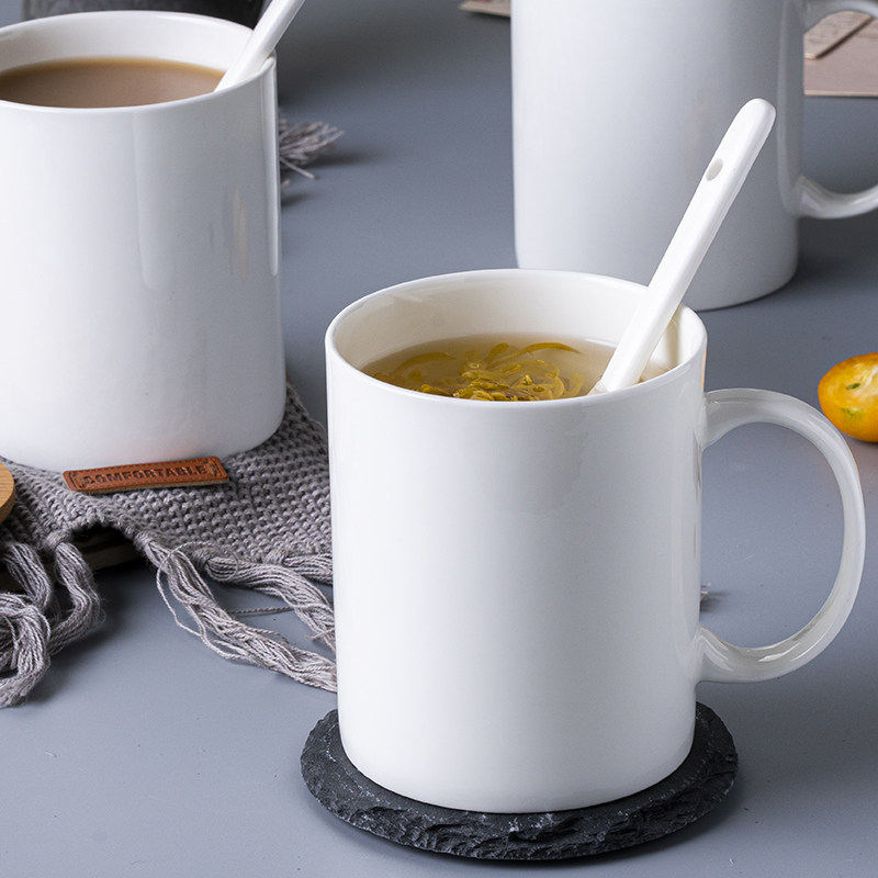 景德镇白色骨瓷水杯子马釉下彩克杯带盖陶瓷杯咖啡牛奶早餐杯家用,餐饮具,马克杯,淘宝优惠券,粉丝福利购,淘宝优惠卷