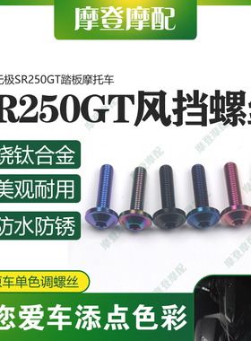 适用无极SR250GT踏板摩托车前风挡风板前挡泥板烧钛合金装饰螺丝