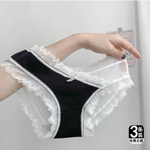 三角裤 性感新款 女生纯棉抗菌裆薄款 日系纯欲风少女甜美蕾丝内裤