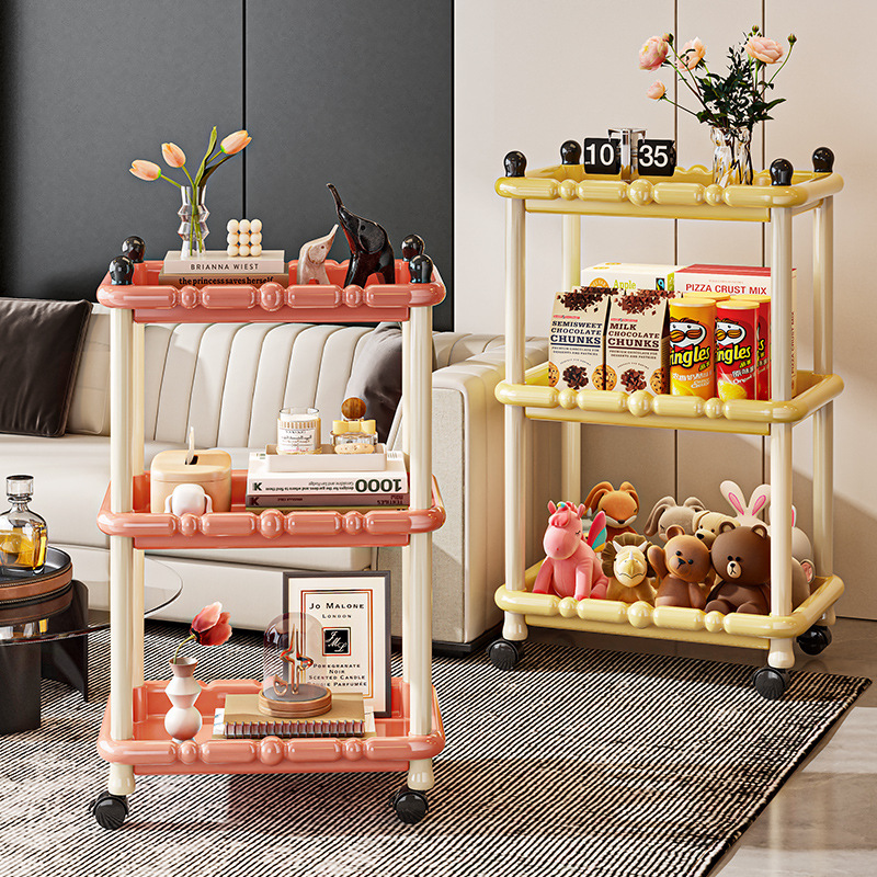 多巴胺小推车置物架家用客厅夹缝架多层零食可移动式置物架大尺寸