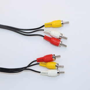 三对三莲花线dvd电视机连接高清红黄白三色3对3rca视频AV线