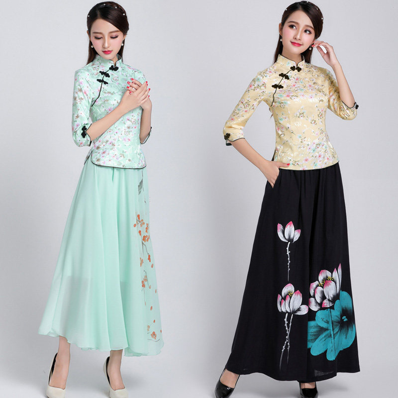 中式春夏唐装女茶艺旗袍上衣中袖中餐厅宾馆服务员养生古装工作服|msdalam kategori Butik wanita / wanita, pakaian/pakaian kebangsaan/peringkat pakaian, pakaian/pakaian Cina, jaket - dari Buy2taobao.com untuk memberikan perkhidmatan ejen Taobao profesional membeli