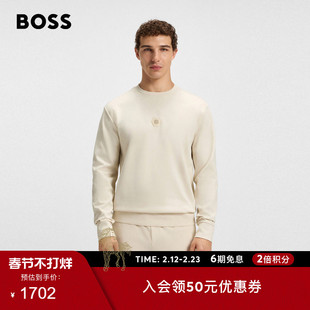 【卫衣无帽】BOSS博斯 男士冬款双B交织字母棉质混纺卫衣
