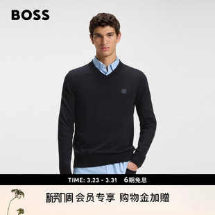男士 BOSS博斯 V领针织毛衣 含羊绒