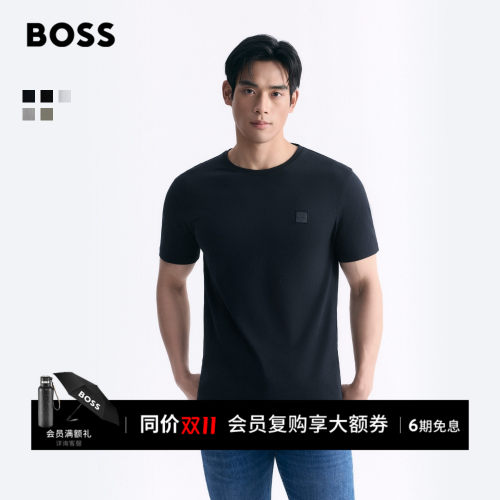 徽标饰片100%棉平纹短袖T恤
