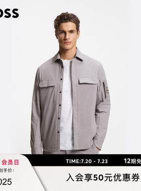 【防泼水】BOSS博斯 男士26年春季新款隐藏按扣轻质夹克衬衫外套