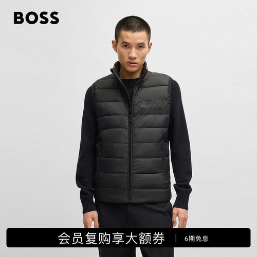 【经典款】BOSS博斯 男士秋冬新款立领设计同色标志装饰背心夹克