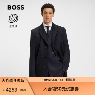 含羊绒 新款 BOSS博斯 25年冬季 羊毛羊绒混纺羊毛大衣外套 男士