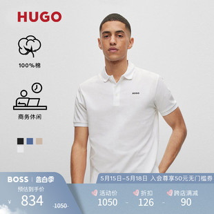 HUGO BOSS雨果博斯男印花商务休闲短袖 珠地布 POLO衫