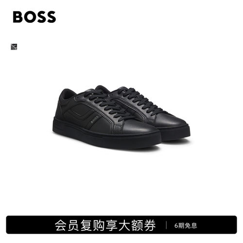 【礼物】BOSS博斯26夏新款男休闲通勤舒适Logo黑色百搭板鞋运动鞋