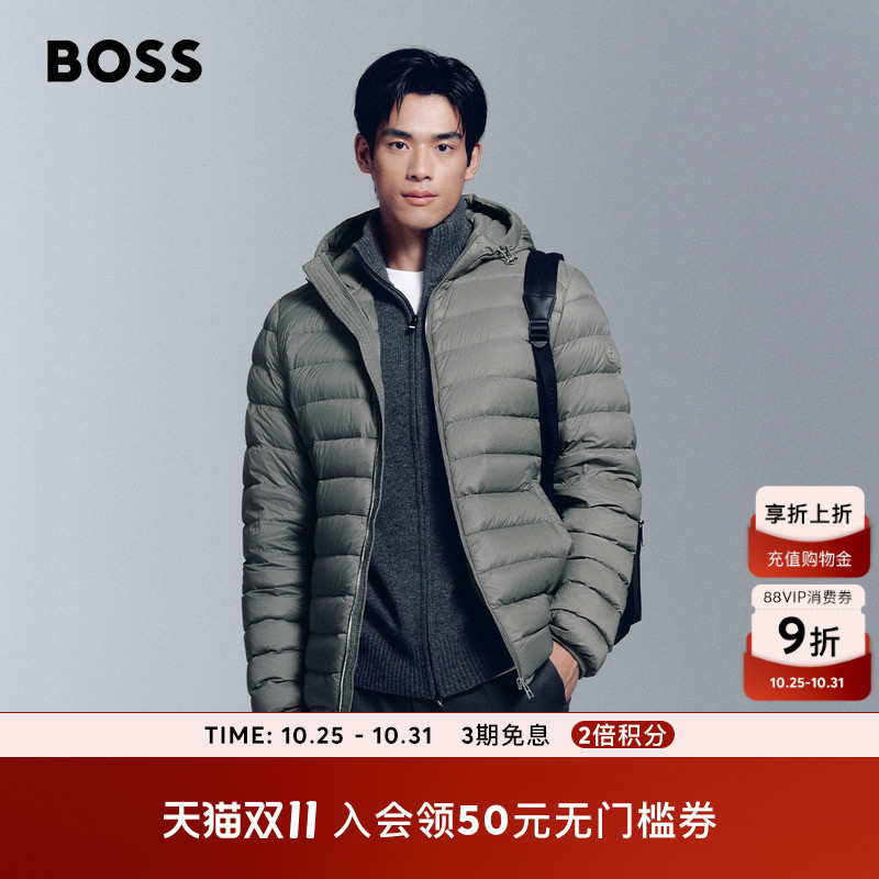 【轻薄羽绒服】BOSS博斯 男25年冬季新款连帽徽标贴片轻薄羽绒服