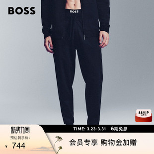 男士 BOSS博斯 徽标印花棉质毛圈布卫裤 100%棉