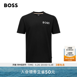 型棉质平纹针织短袖 新款 BOSS男士 T恤 HUGO 常规版 24夏季 100%棉