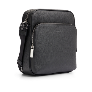 【经典款】BOSS博斯 男士压印徽标皮革记者包