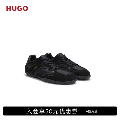 【礼物】HUGO雨果男26年夏季新款网面黑白薄底赛车鞋运动鞋