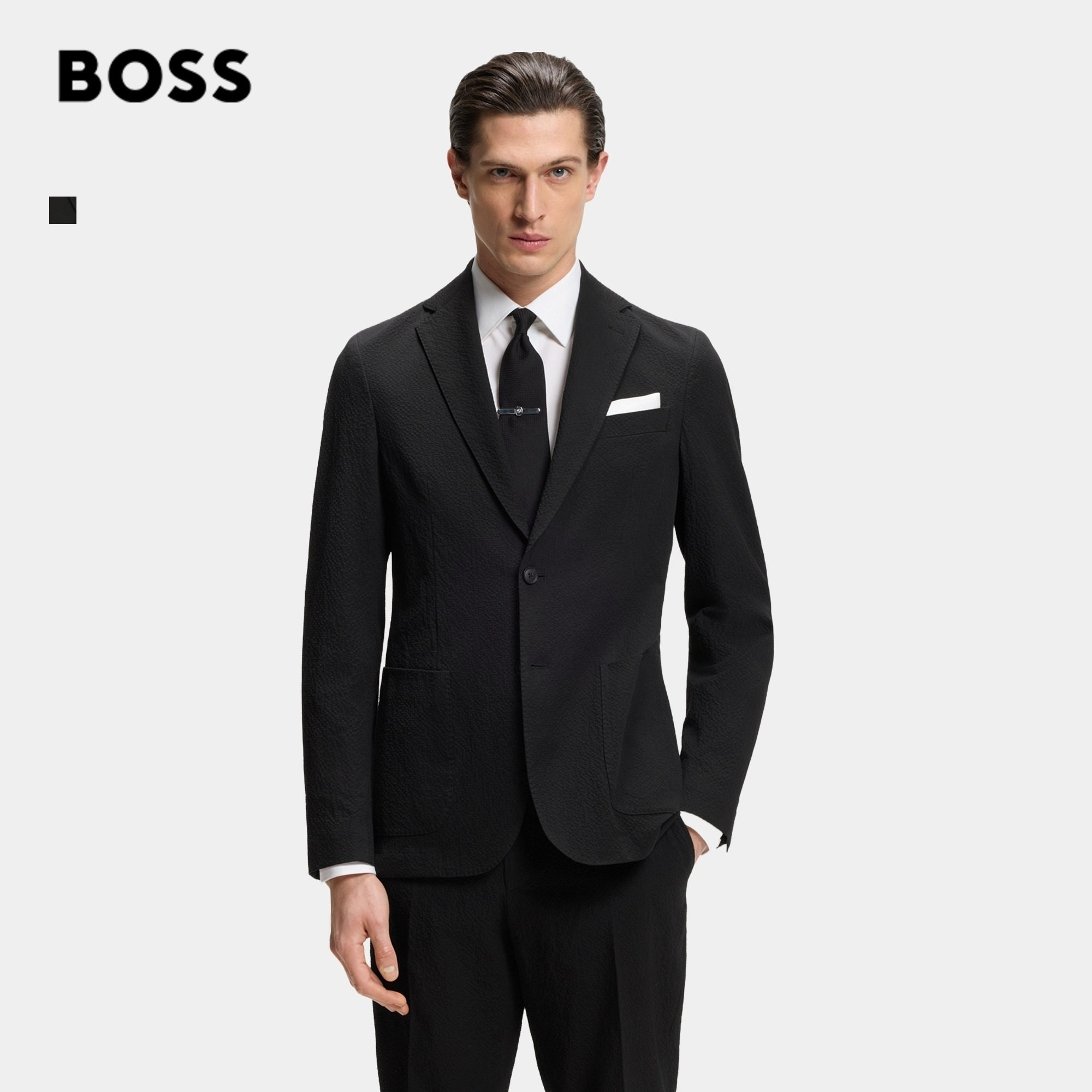 【不粘肤】BOSS博斯 男士26年夏季新款泡泡纱面料修身西服外套