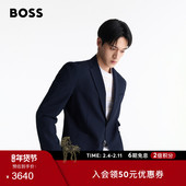 男士 弹力泡泡纱面料双开衩修身 版 BOSS博斯 型休闲西装 夹克