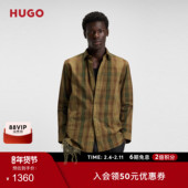 格纹棉质斜纹布宽松版 衬衫 男士 秋款 100%棉 HUGO雨果